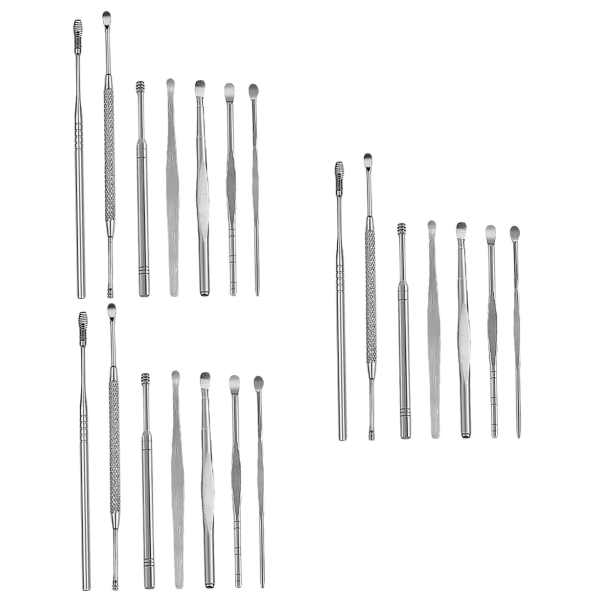 Ipetboom 3 ensembles 7 pièces outil de prélèvement d'oreille nettoyage Silver pour soins de l'oreille
