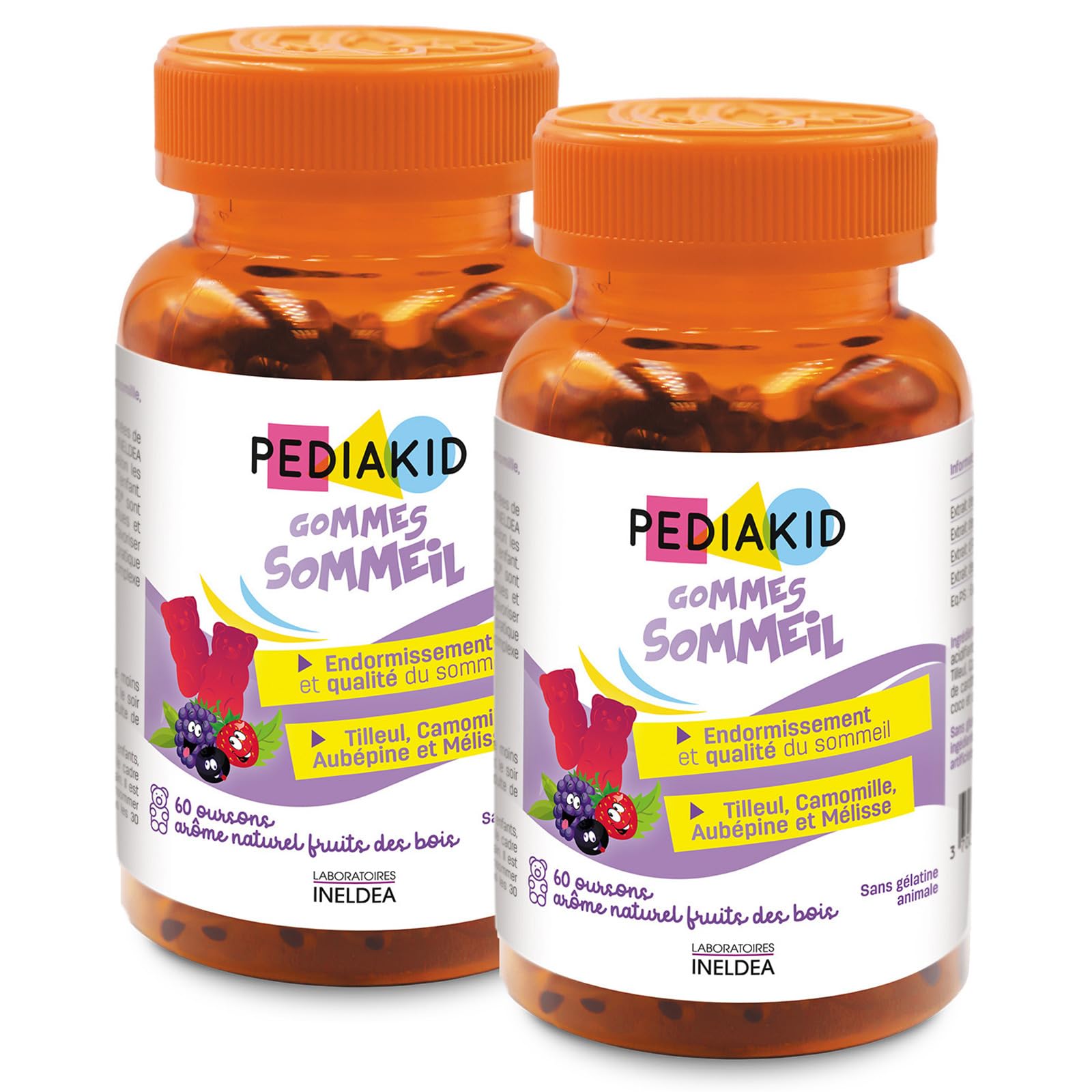 PEDIAKID Gommes Sommeil Complément Alimentaire Tilleul, Aubépine, Camomille & Mélisse - Facilite l'Endormissement - Meil